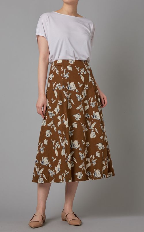 コットンリネンプリントスカート