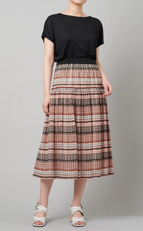 プリントティアードスカート