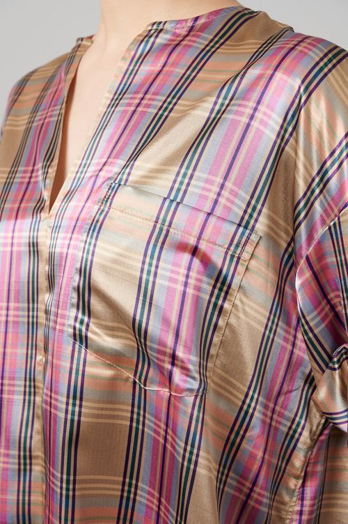 ツイストスリーブチェックワンピース