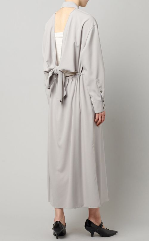 バックリボン刺繍シャツワンピース