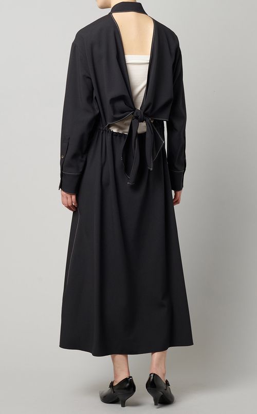 バックリボン刺繍シャツワンピース