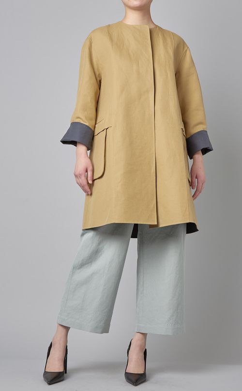 ダブルフェイスノーカラーコート