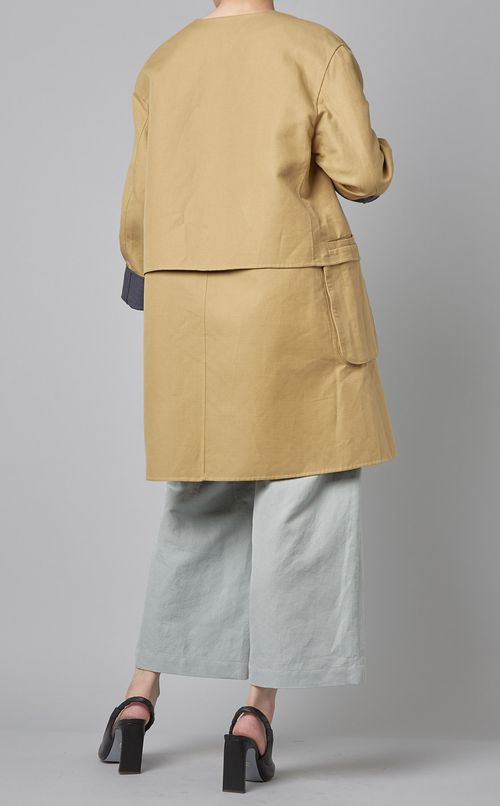 ダブルフェイスノーカラーコート