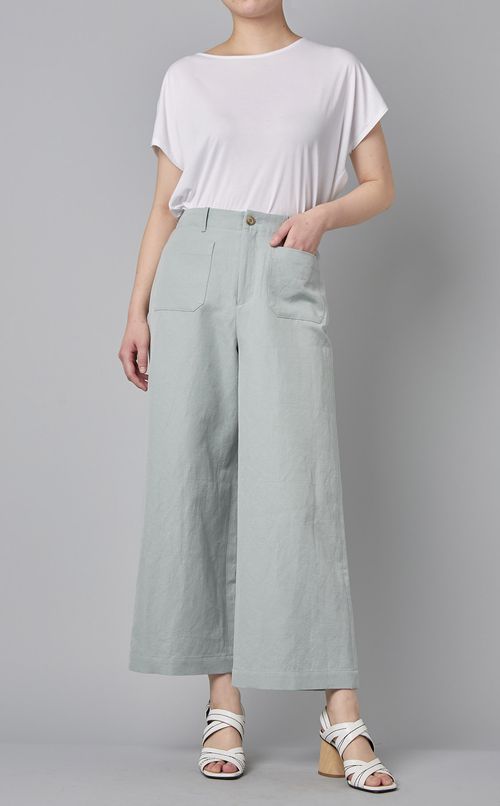 リネン混ワイドパンツ