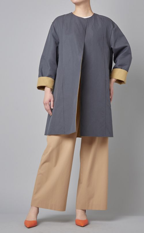 ダブルフェイスノーカラーコート