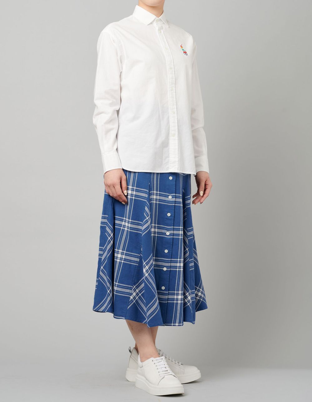 【新品タグ付き】POLO Ralph Lauren フレアスカート Polo Ralph Lauren|《手洗い可》ボタン付チェックフレアスカート