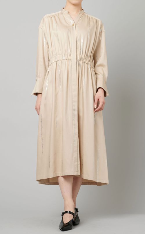 箔プリントシャツワンピース