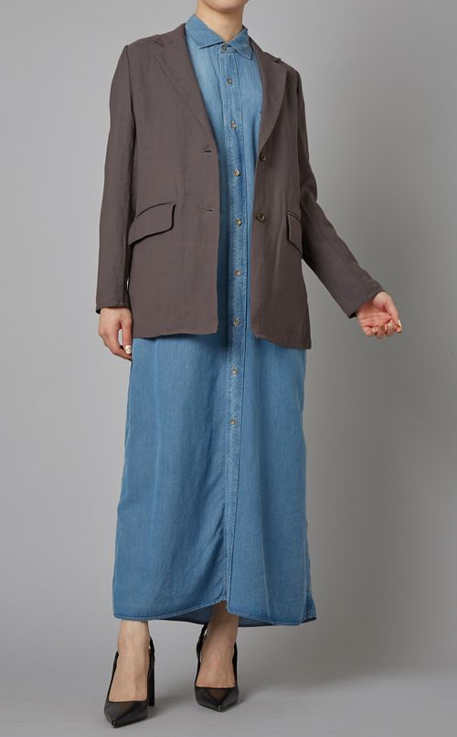 デニムロングシャツワンピース