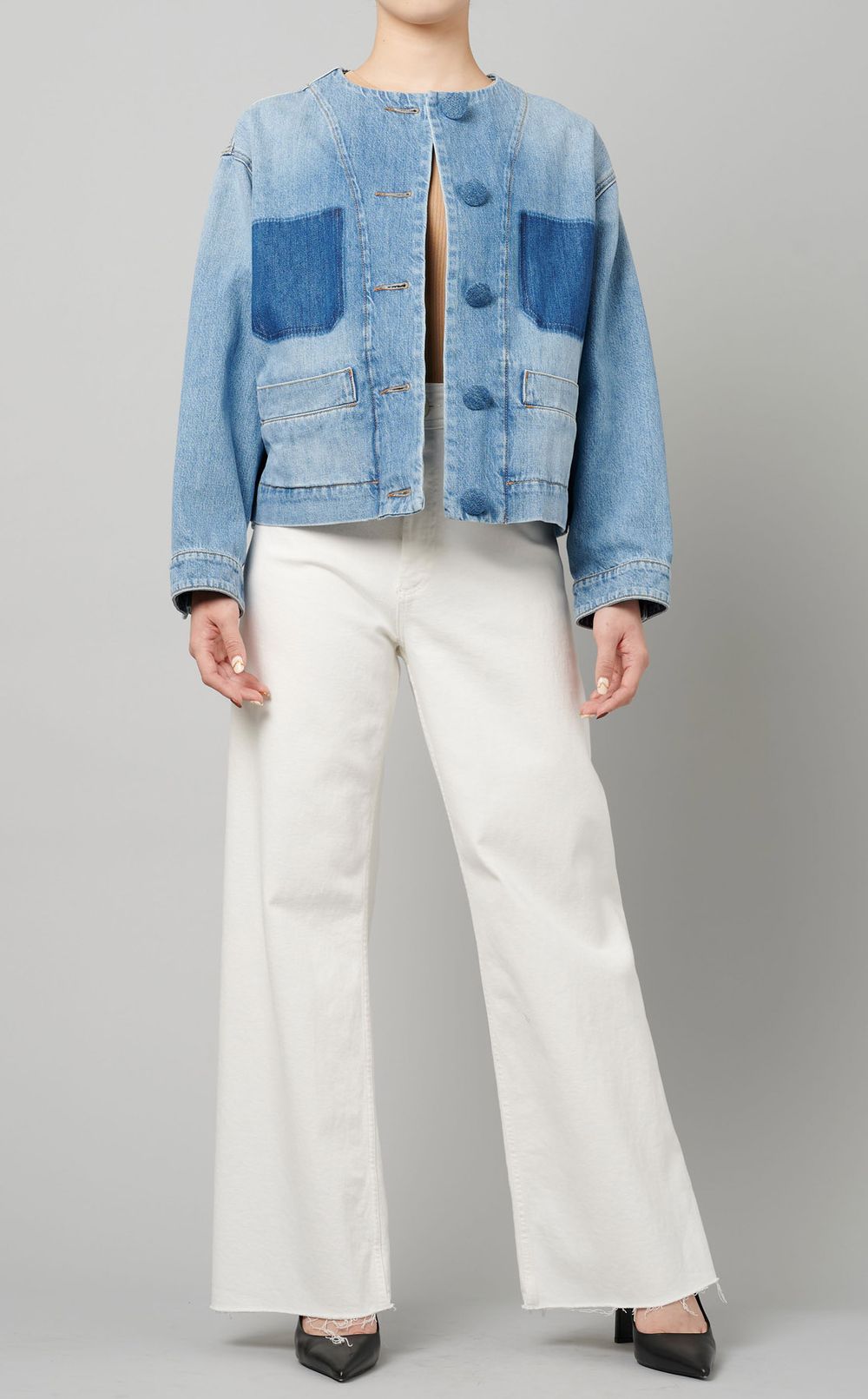 【★日本未入荷★】MAXMARA ☆デニムジャケット LEPRE Weekend Max Mara|ノーカラーデニムジャケット