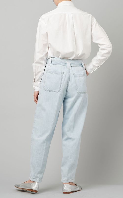 リボン付テーパードデニムパンツ