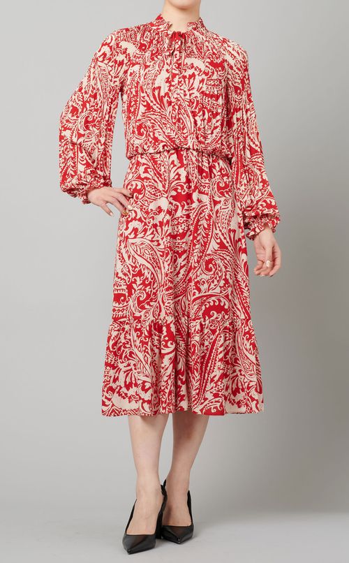 ペイズリープリントボウタイワンピース