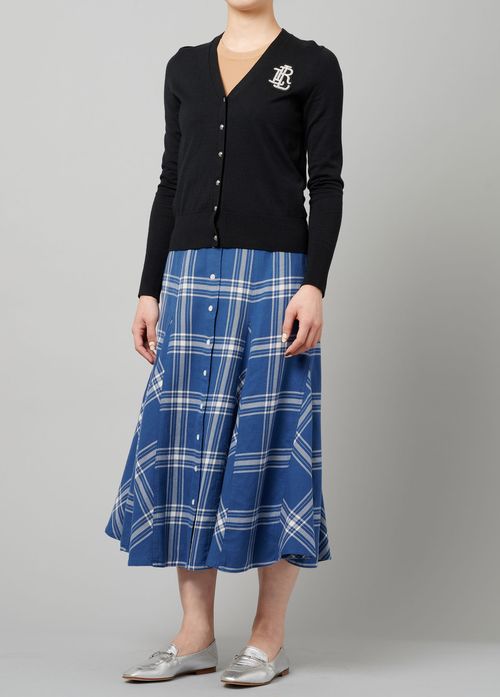 エンブレム付ボタンカーディガン