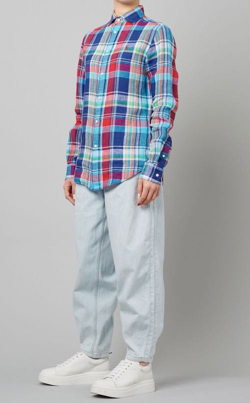 マルチチェックリネンシャツ