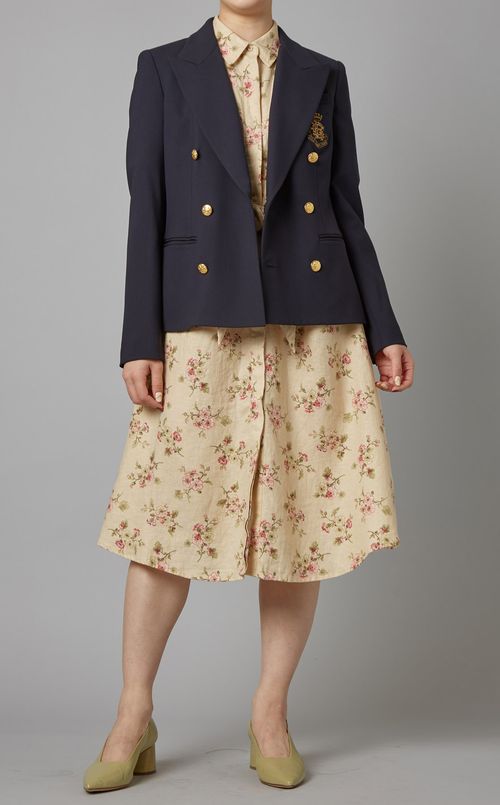 フラワープリントリネンワンピース