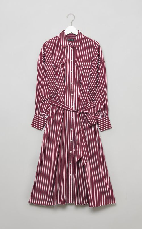 ストライプフレアシャツワンピース