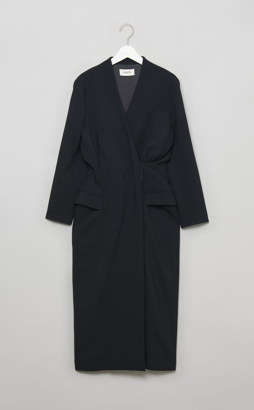 Vネックカシュクールロングワンピース