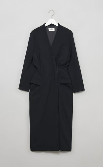 Vネックカシュクールロングワンピース