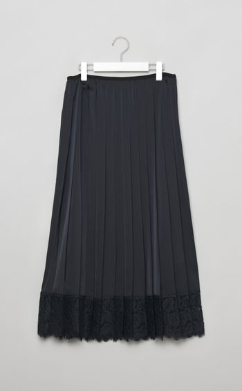 レーストリムサテンプリーツスカート