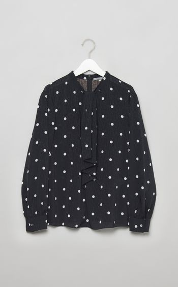 ポルカドットボウタイブラウス