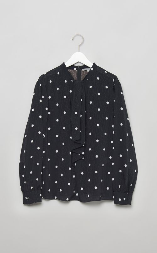 ポルカドットボウタイブラウス