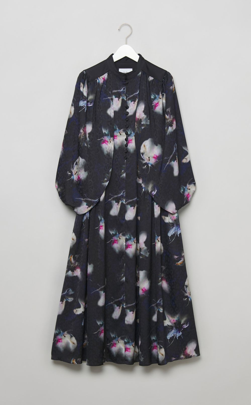 マーブルフラワープリントケープドレス