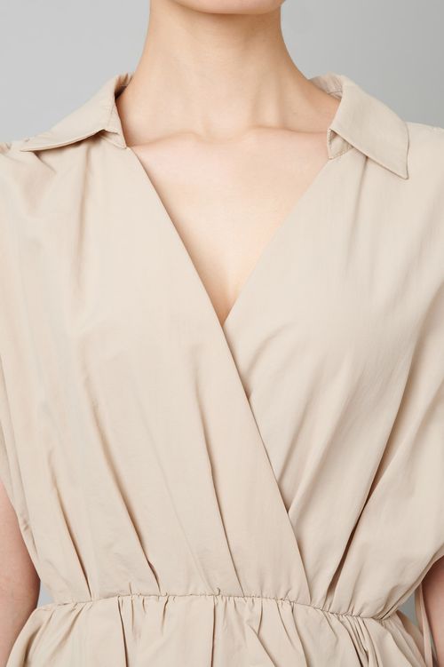 ギャザーブラウスニットコンビワンピース