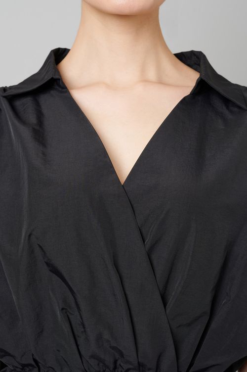 ギャザーブラウスニットコンビワンピース