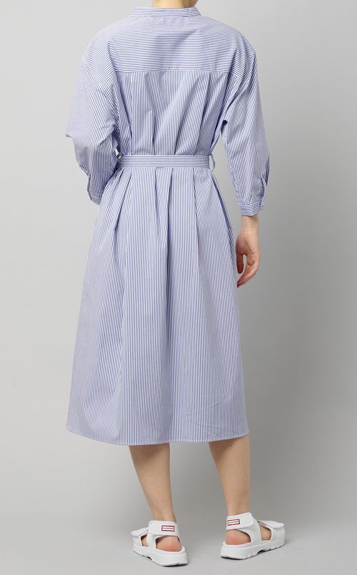 ベルト付ストライプシャツワンピース