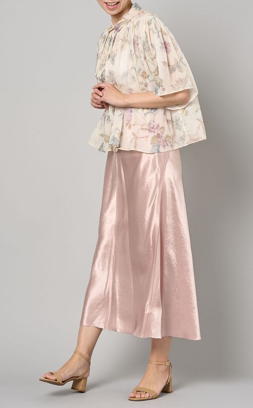 フラワープリントボイルギャザーブラウス