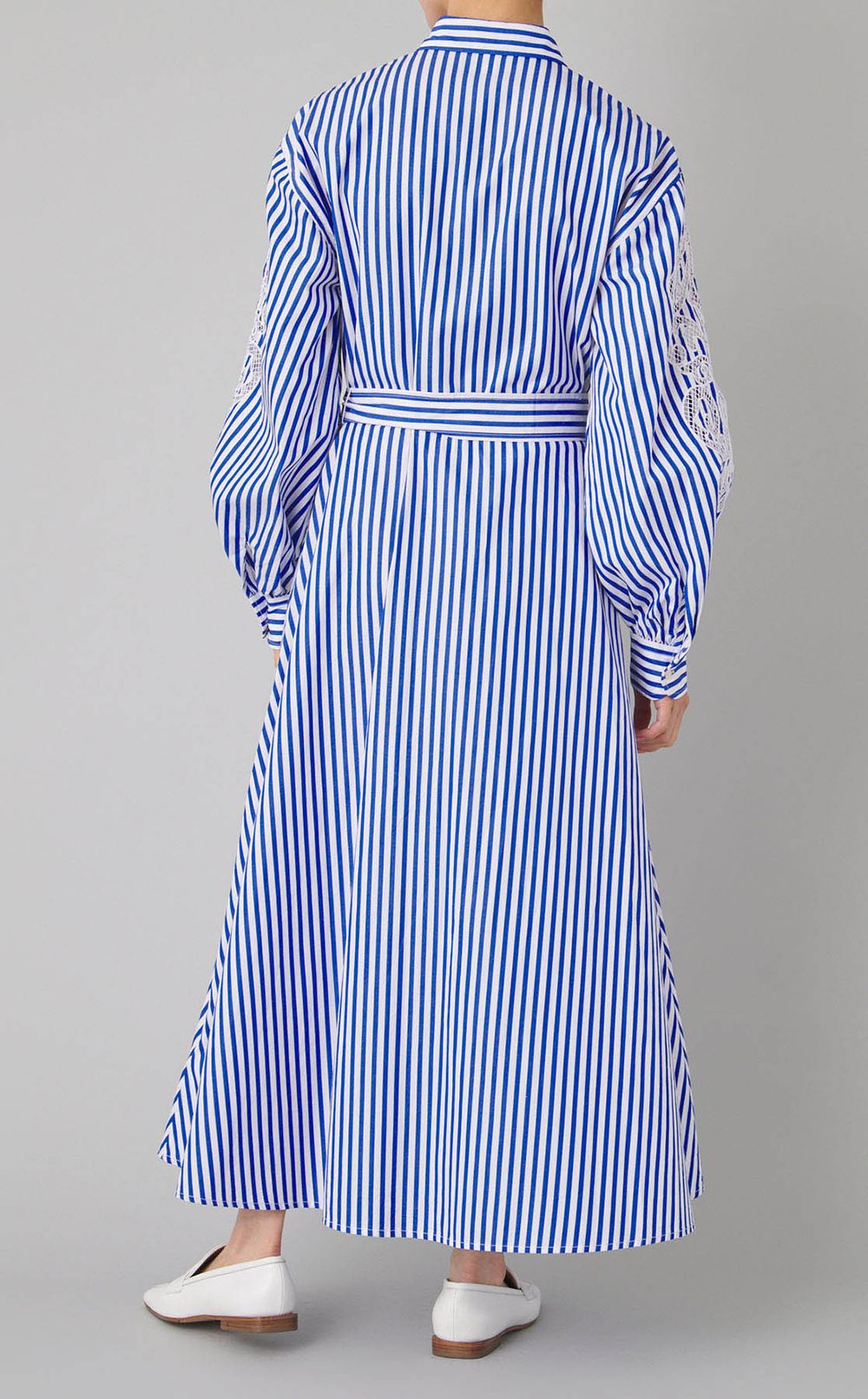 ストライプアイレットシャツワンピース
