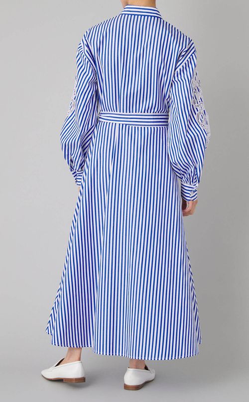 ストライプアイレットシャツワンピース