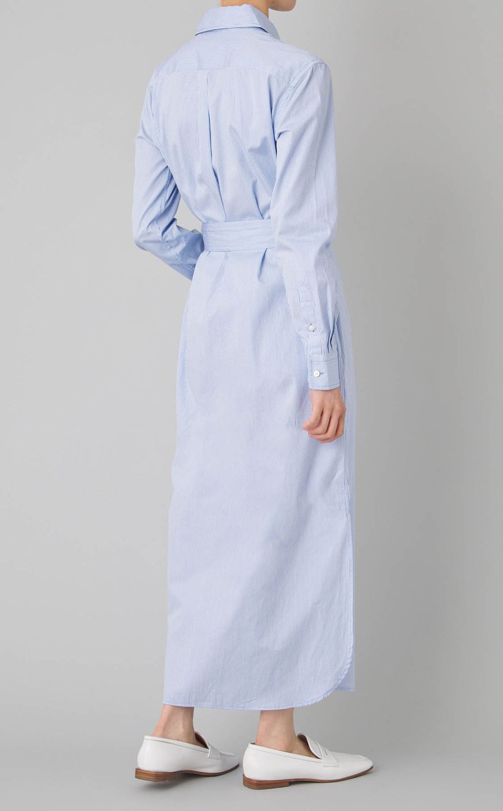 コットンストライプシャツワンピース