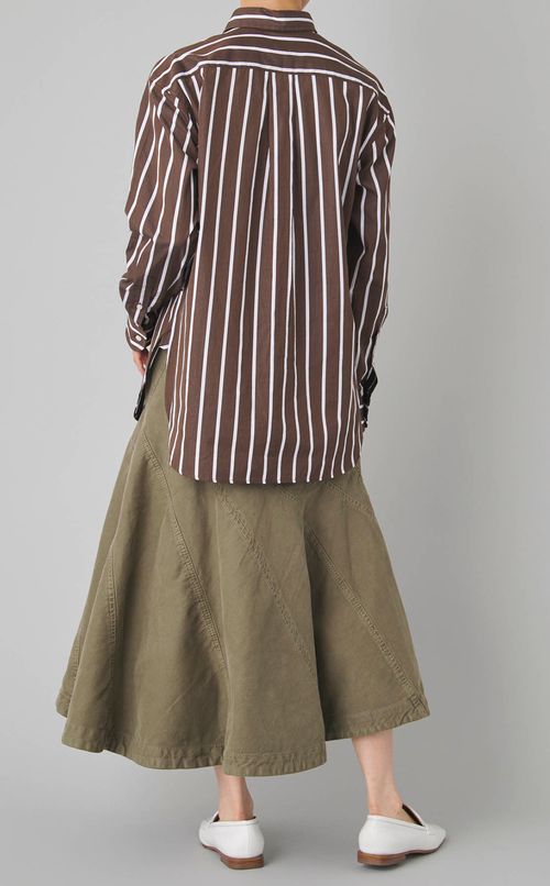 コットンストライプソフトワイドシャツ