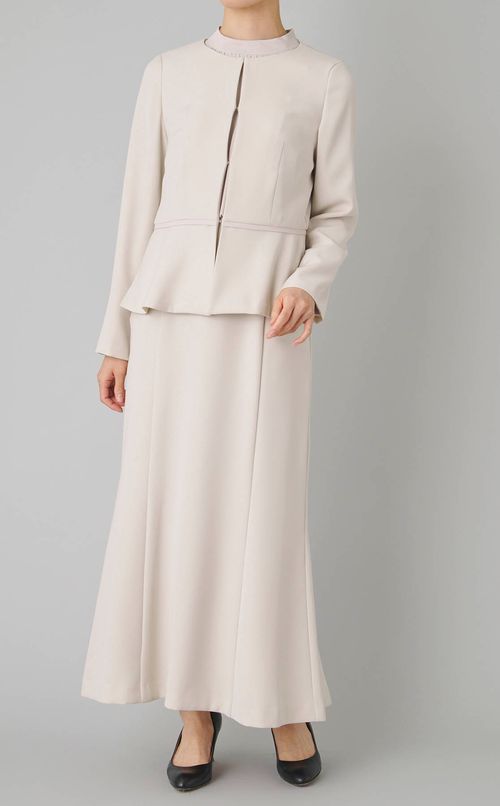 ノーカラーペプラムジャケット