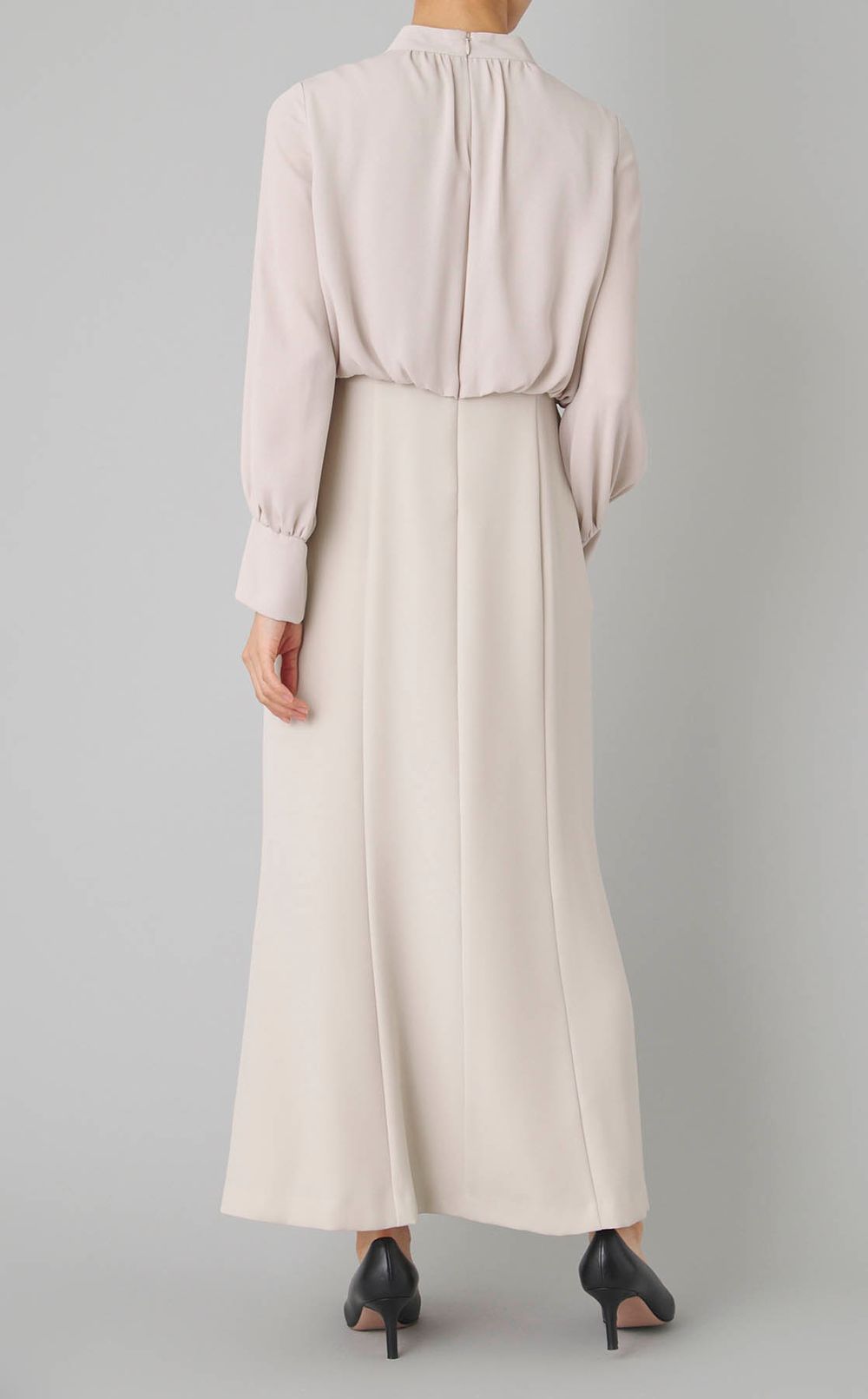 異素材コンビギャザーワンピース