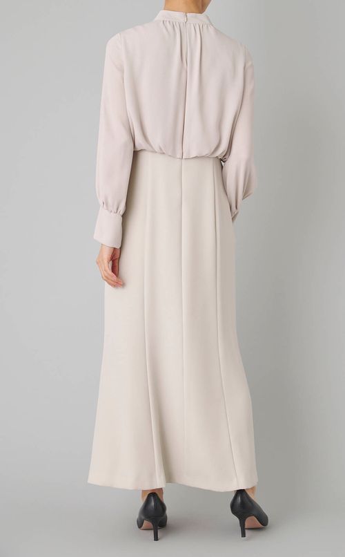 異素材コンビギャザーワンピース