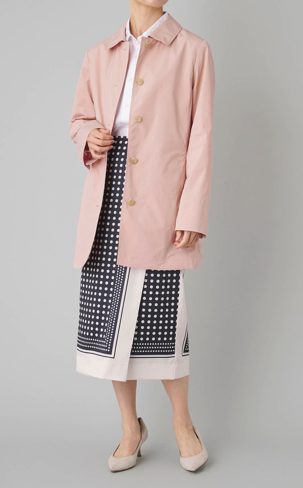 ドット柄ラップディテールスカート