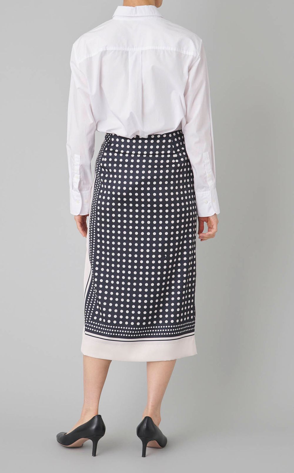 ドット柄ラップディテールスカート