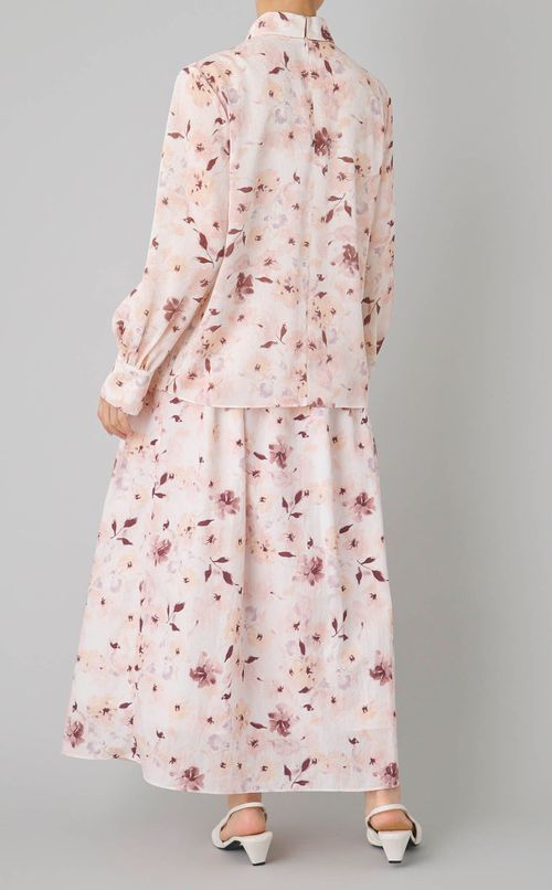 フラワープリントスタンドカラーシャツ