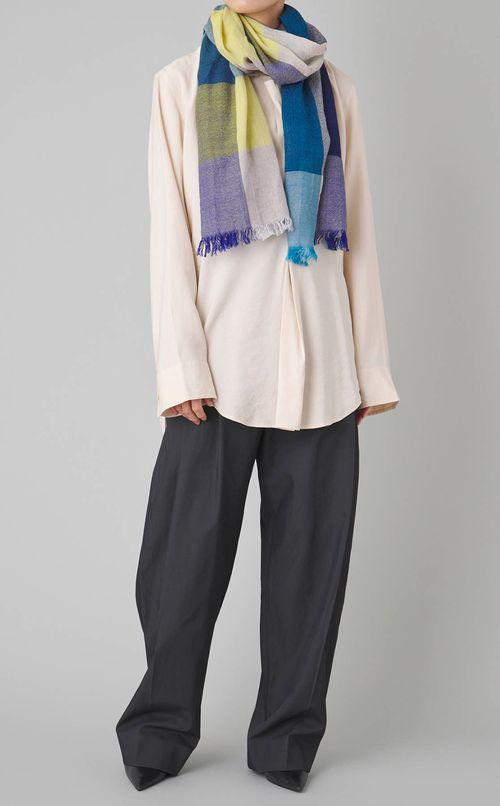 ウールチェック大判ストール