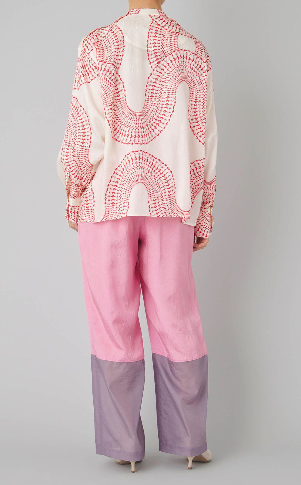 2wayプリントロングスリーブブラウス