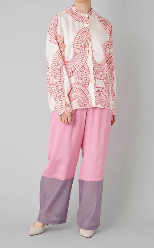 2wayプリントロングスリーブブラウス