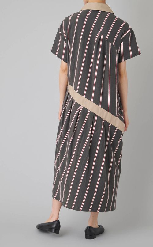 アシンメトリーストライプポロワンピース