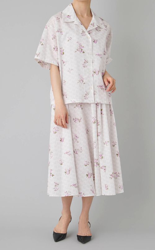 フラワーロゴプリントギャザースカート