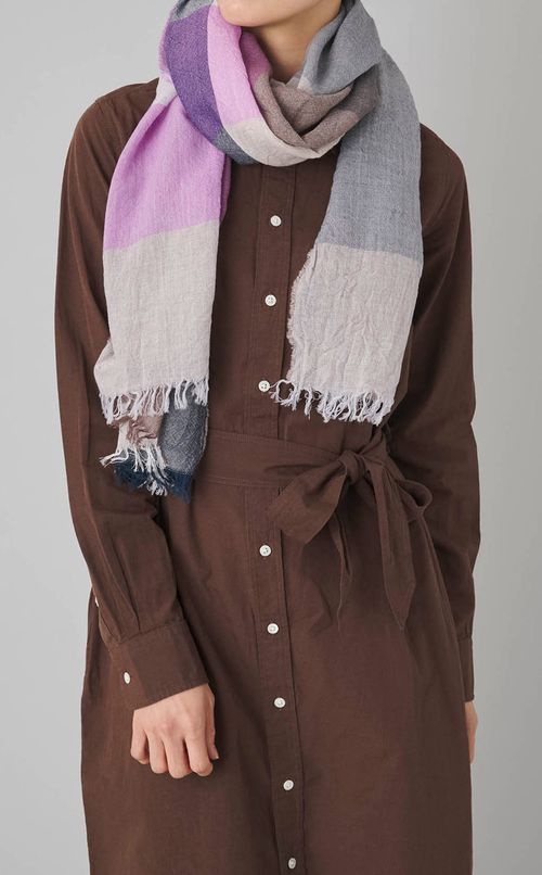 ウールチェック大判ストール