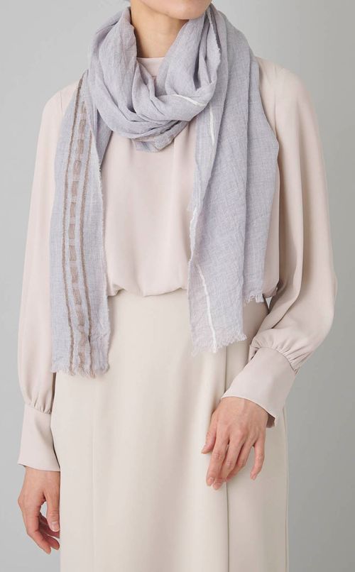 サイド刺繍大判スカーフ