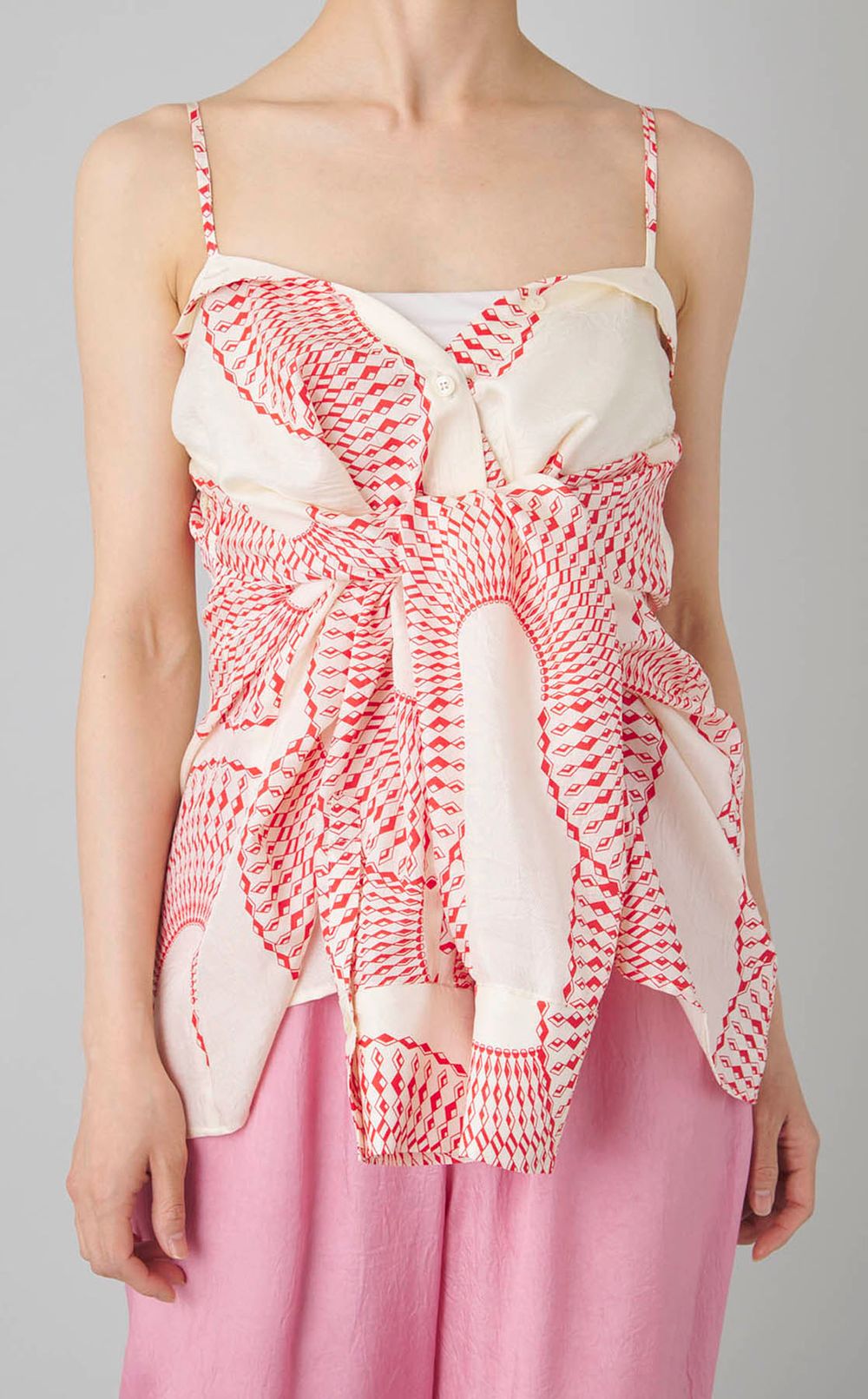 2wayプリントロングスリーブブラウス