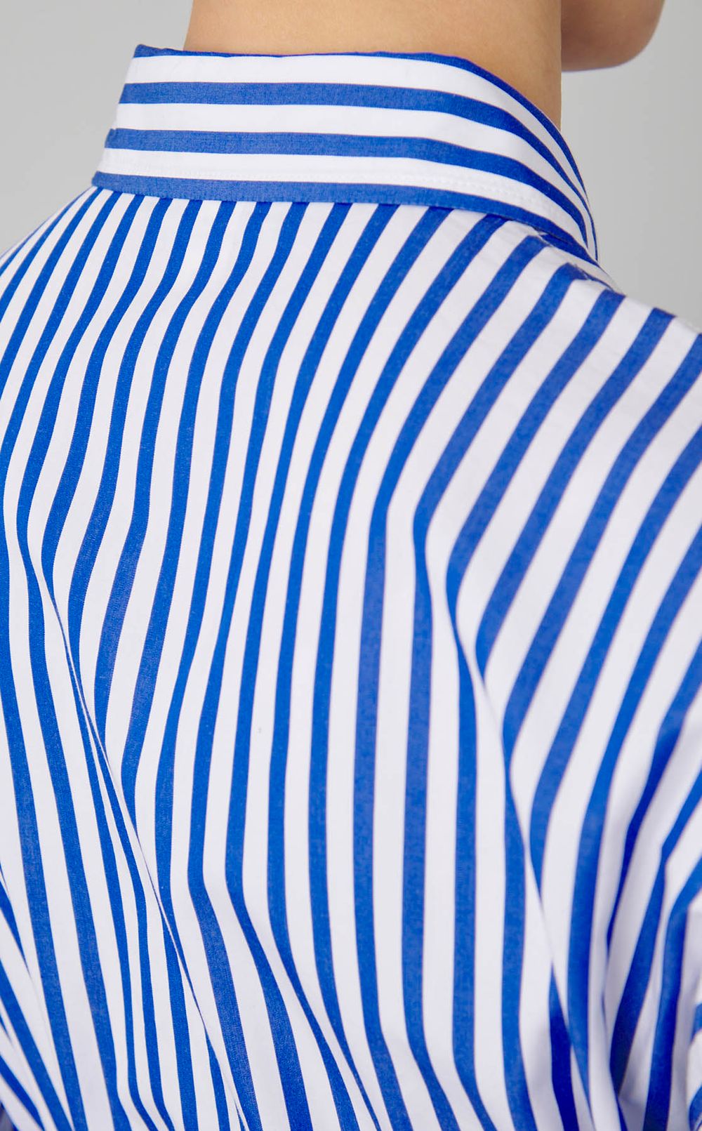 ストライプアイレットシャツワンピース