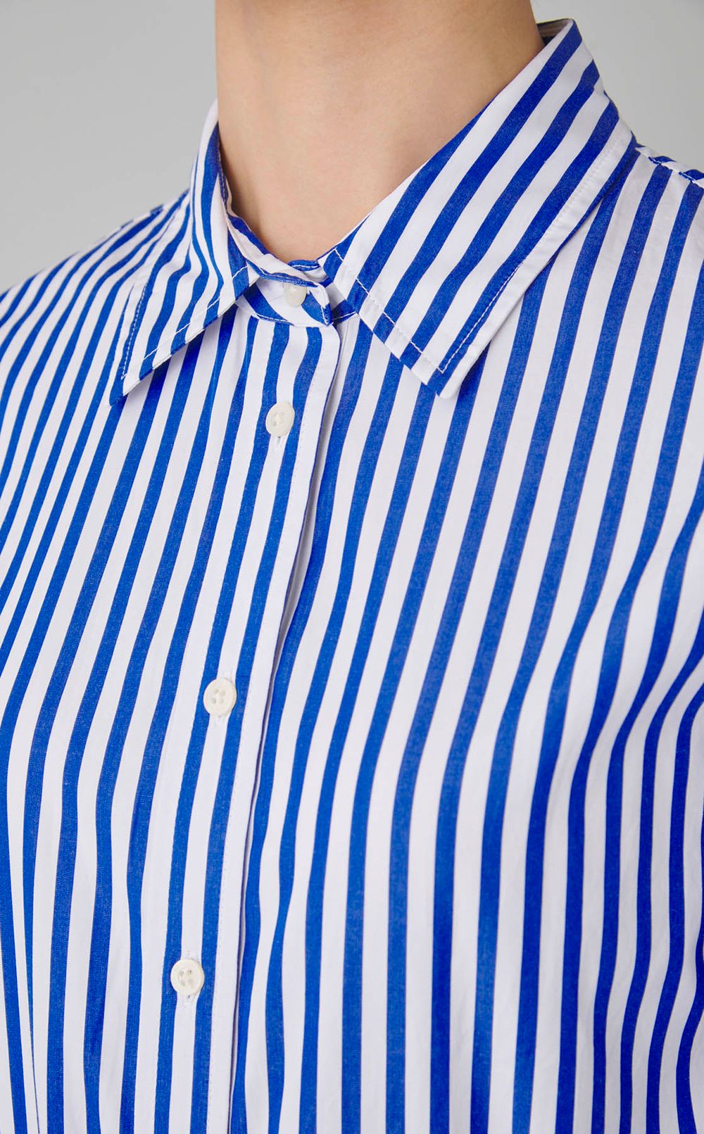 ストライプアイレットシャツワンピース