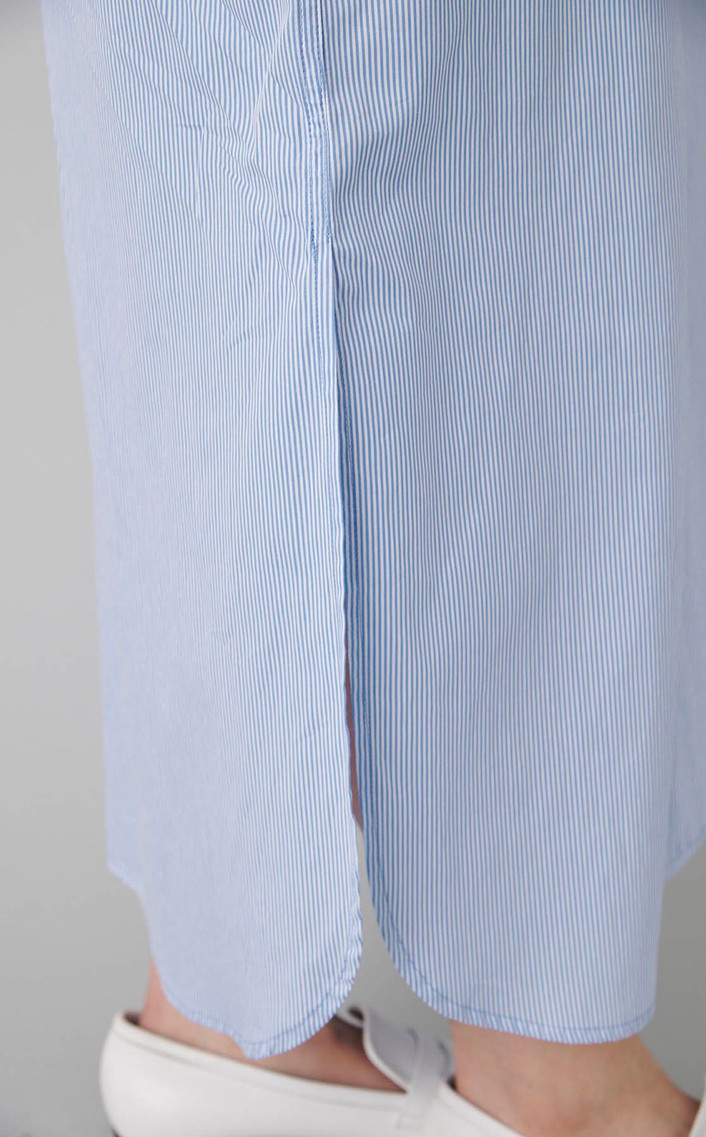 コットンストライプシャツワンピース